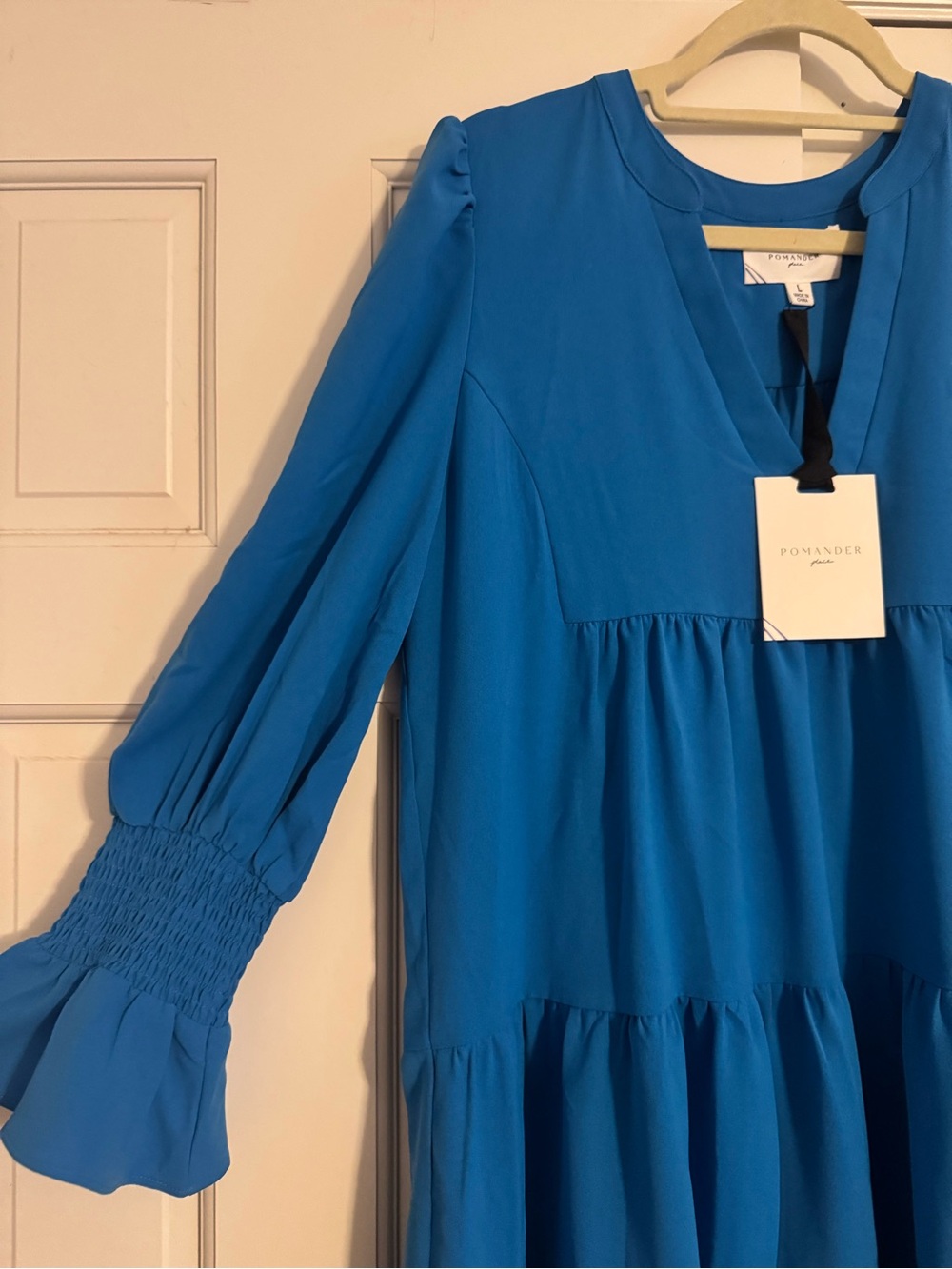 Pomander Place Bright Blue Long Sleeve Tiered Dress - Picture 3 of 3